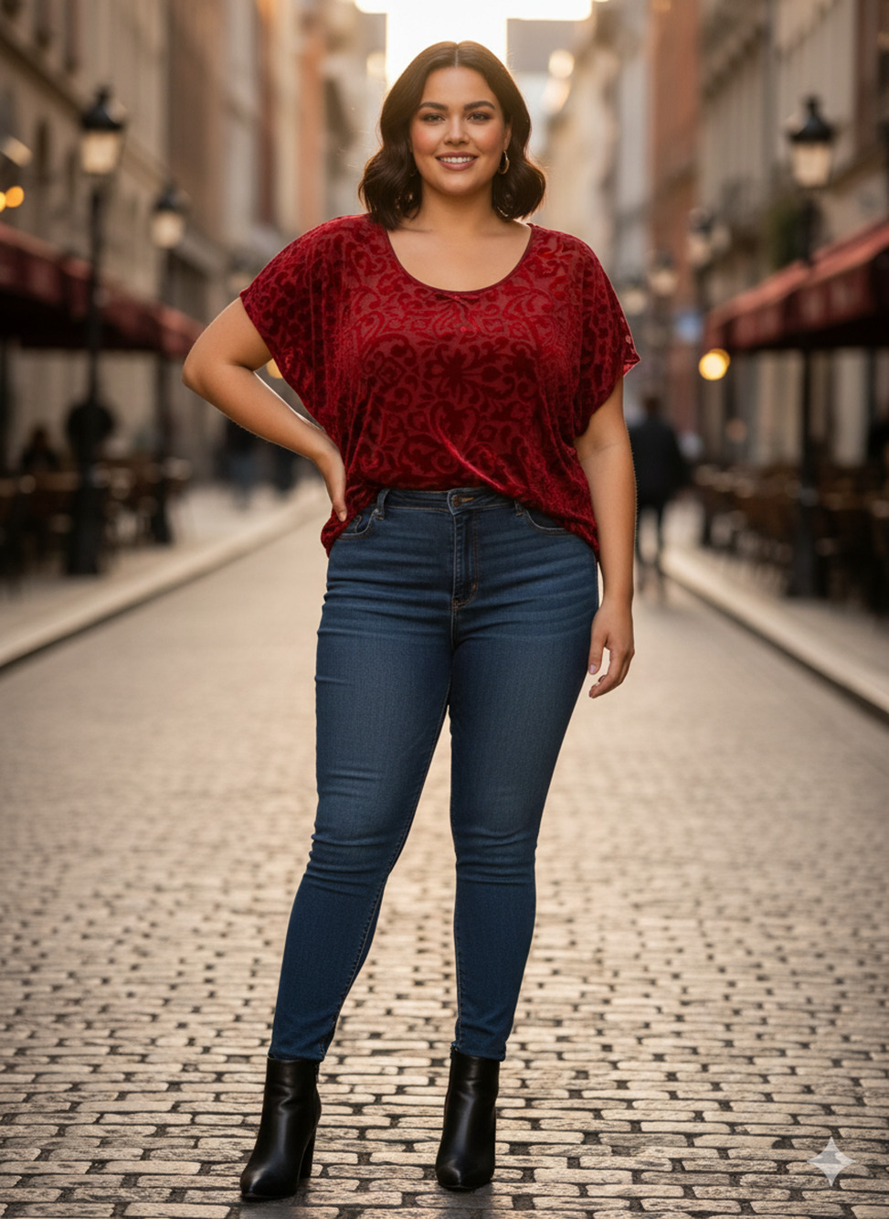Ava & Viv Womens Burnt out Velvet Top Blouse Gothic Glamour Burgundy Red size 3X